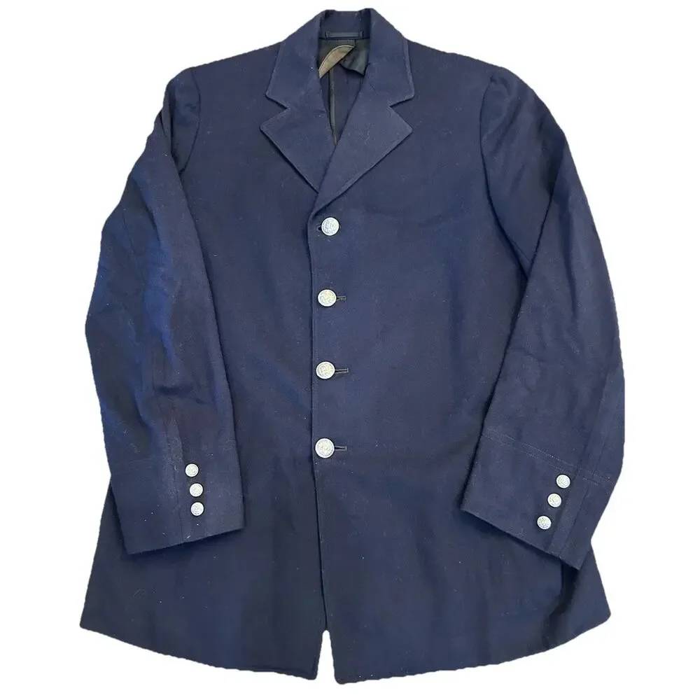 Vtg 1940s Sigmund Eisner Jacket Mens Sz 38.5 Navy Blazer Wool Uniform FD Buttons